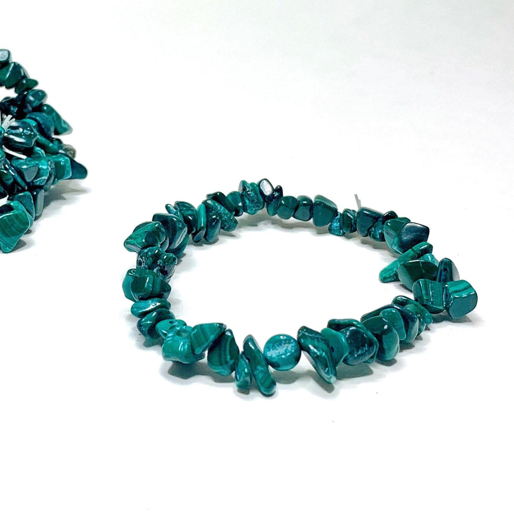 Malachite Crystal Chip Bracelet: Gemstone Beaded Stretch Jewelry