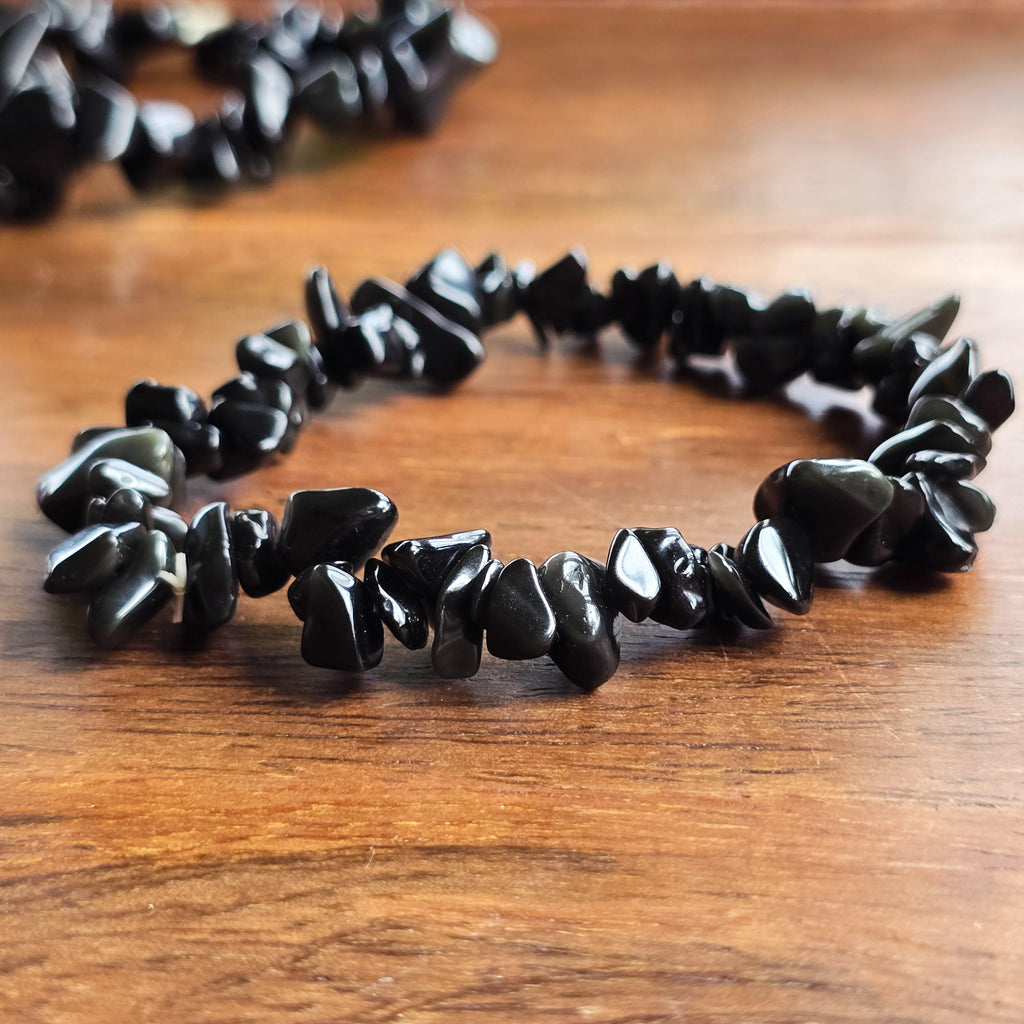 Obsidian Crystal Chips Bracelet