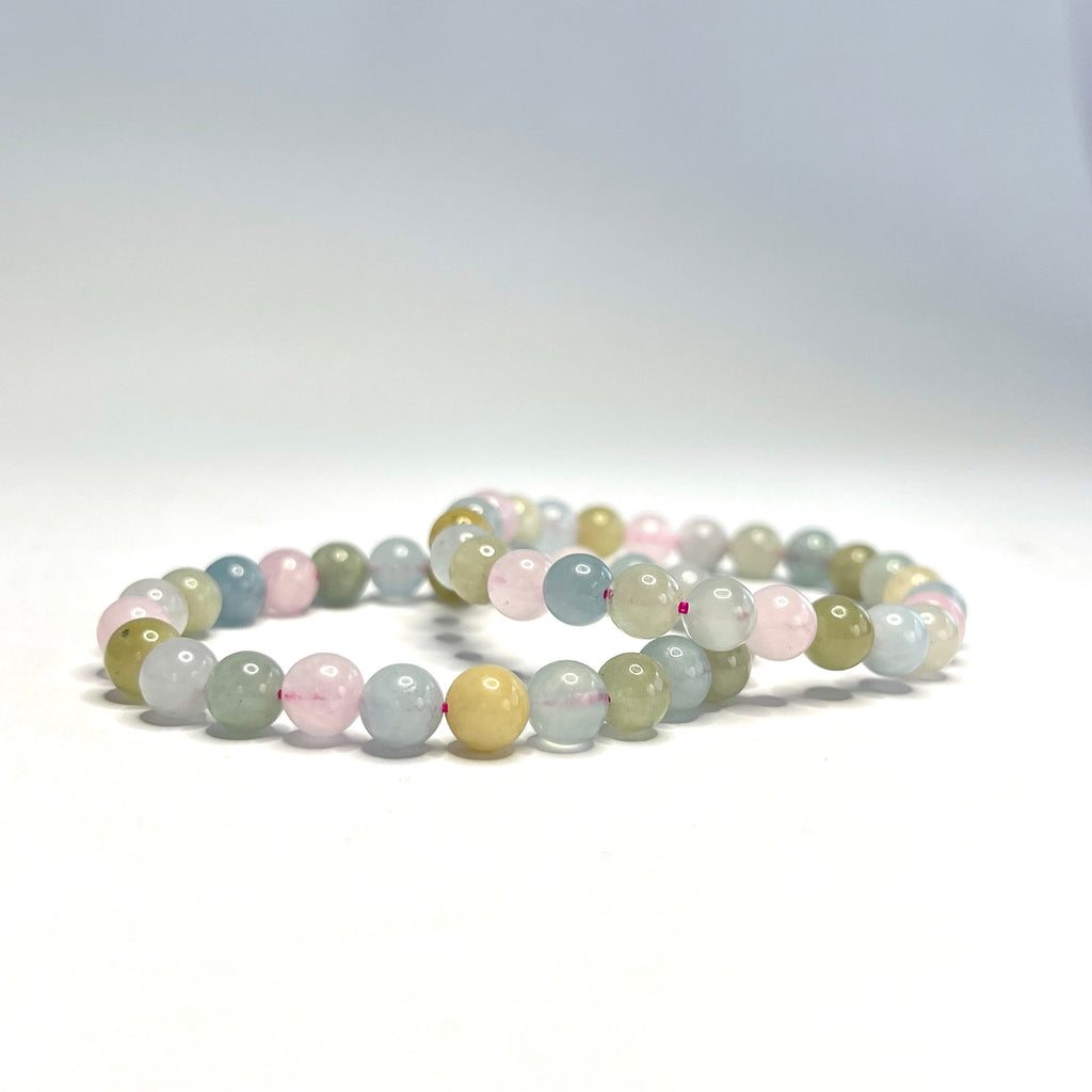 Morganite Beaded Bracelet - Handmade Gemstone Bead Bracelet