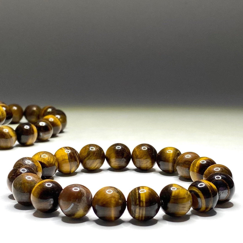 Tigers Eye Crystal Bracelet: Round Gemstone Beaded Bracelet
