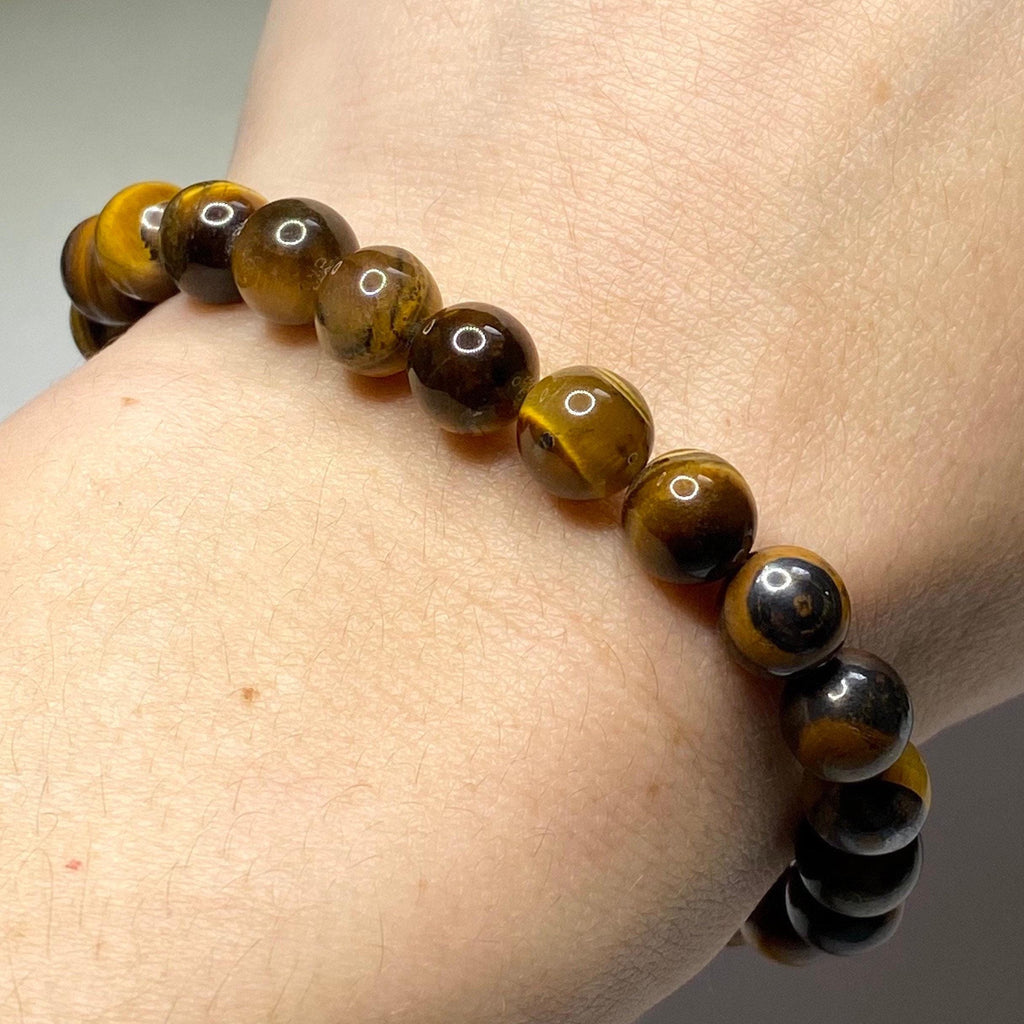 Tigers Eye Crystal Bracelet: Round Gemstone Beaded Bracelet