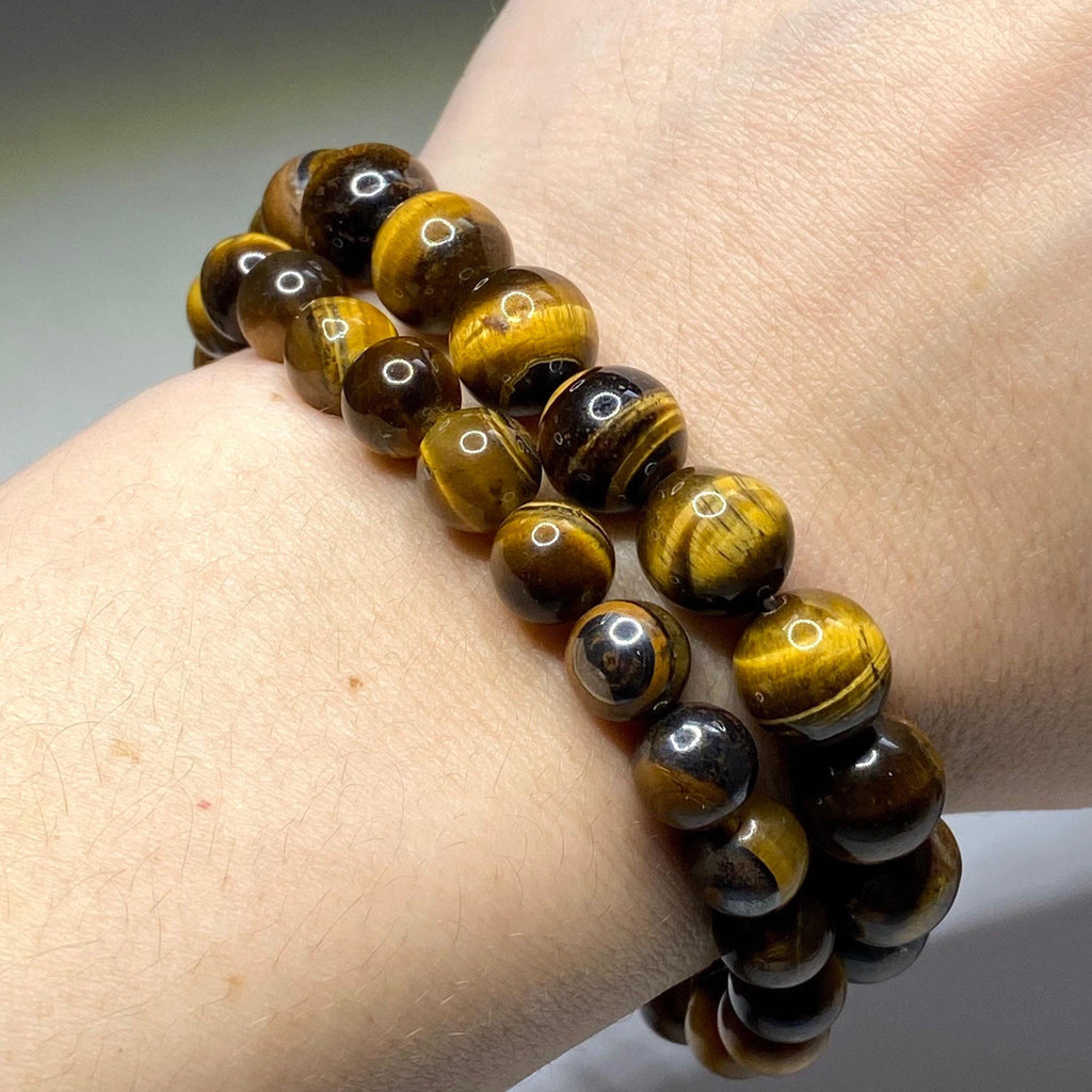 Tigers Eye Crystal Bracelet: Round Gemstone Beaded Bracelet