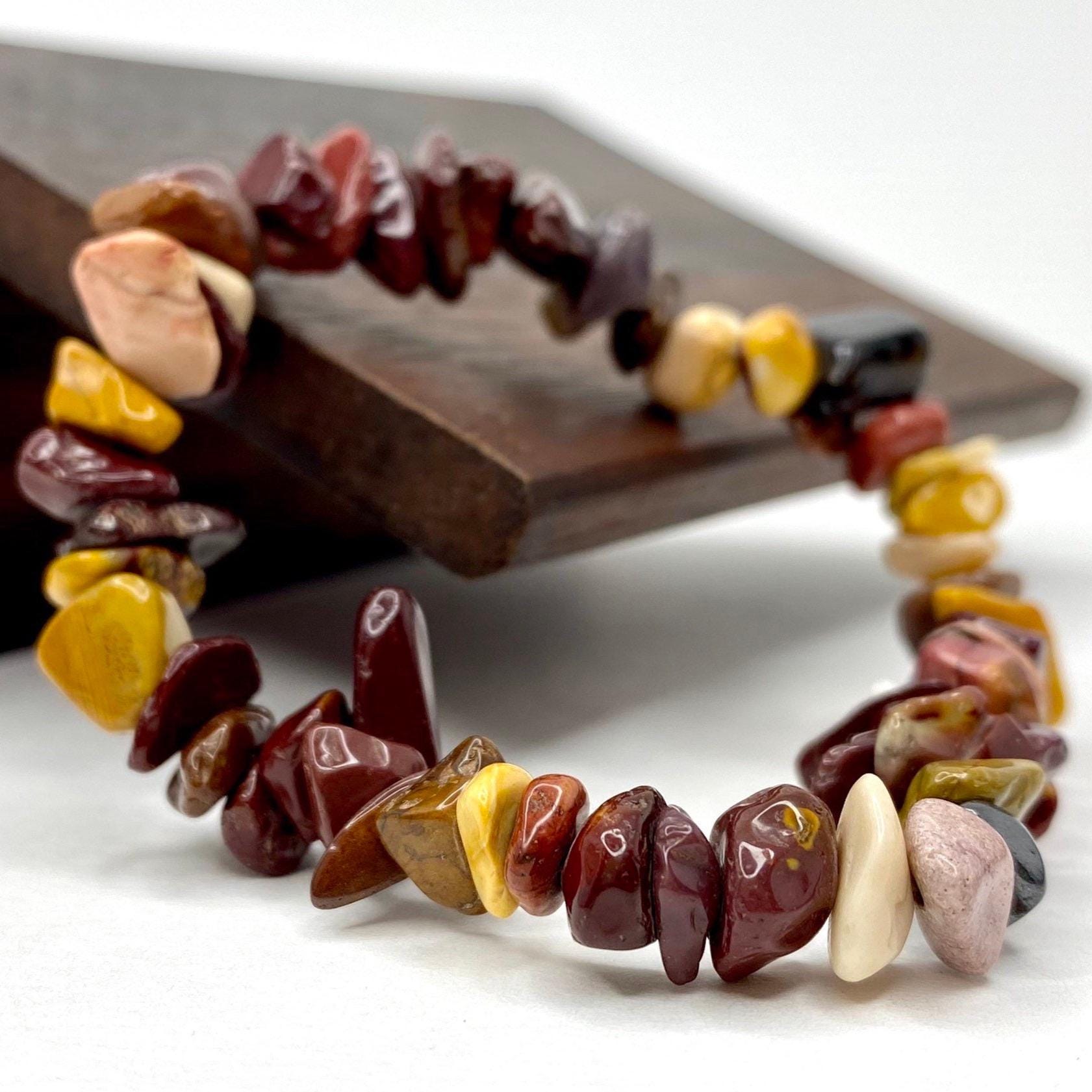 Mookaite Jasper Bracelet: Crystal Chip Gemstone Beaded Bracelet