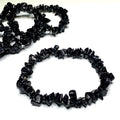 Black Tourmaline Crystal Chips Bracelet: Gemstone Beaded Stretch Bracelet