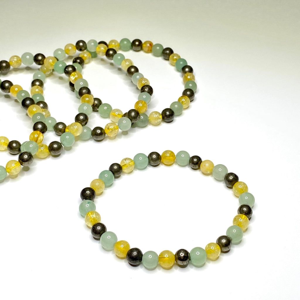Citrine Pyrite Aventurine Bracelet: Gemstone Beaded Crystal Jewelry