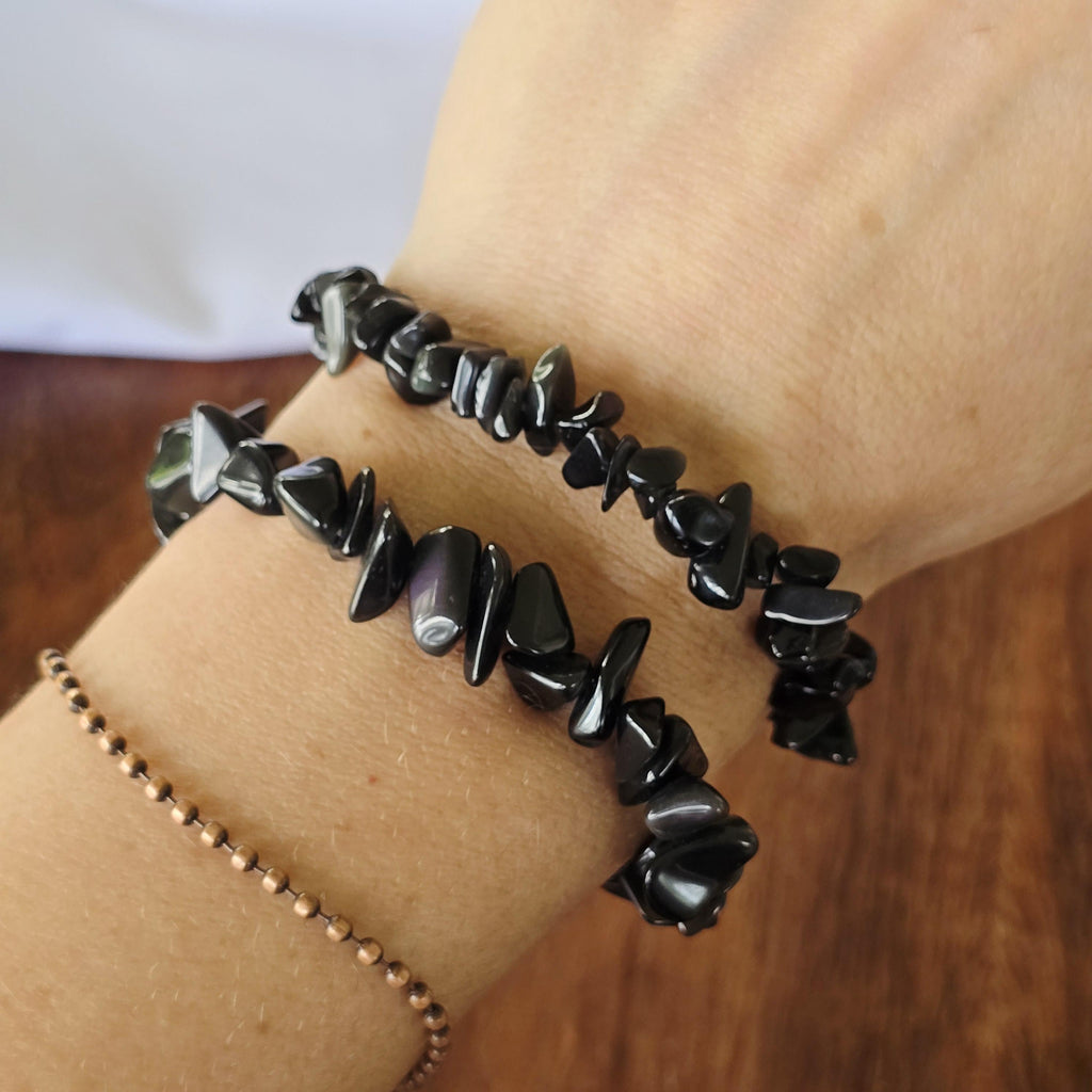 Obsidian Crystal Chips Bracelet