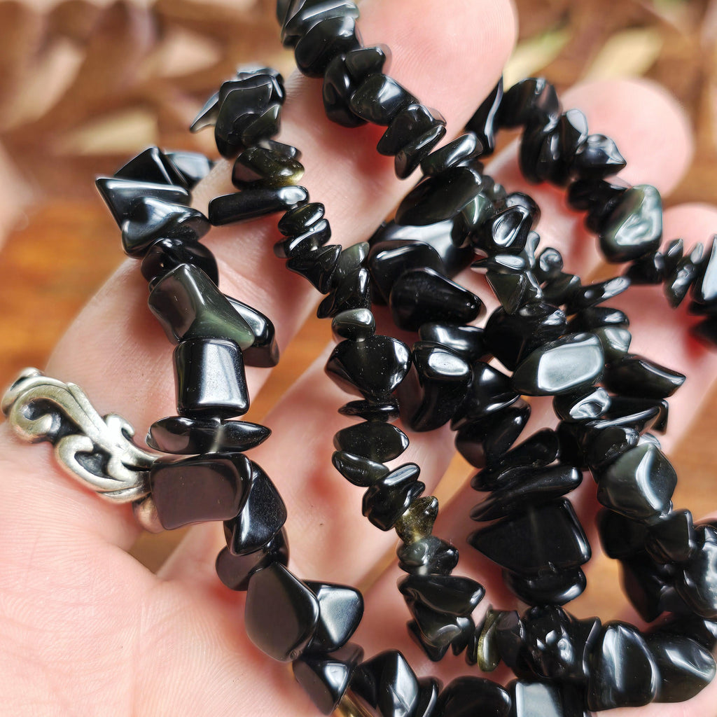 Obsidian Crystal Chips Bracelet
