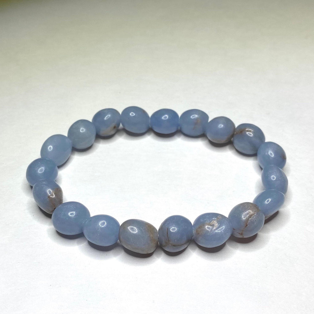 Angelite Crystal Bracelet: 8mm Handmade Tumbled Gemstone Bracelet