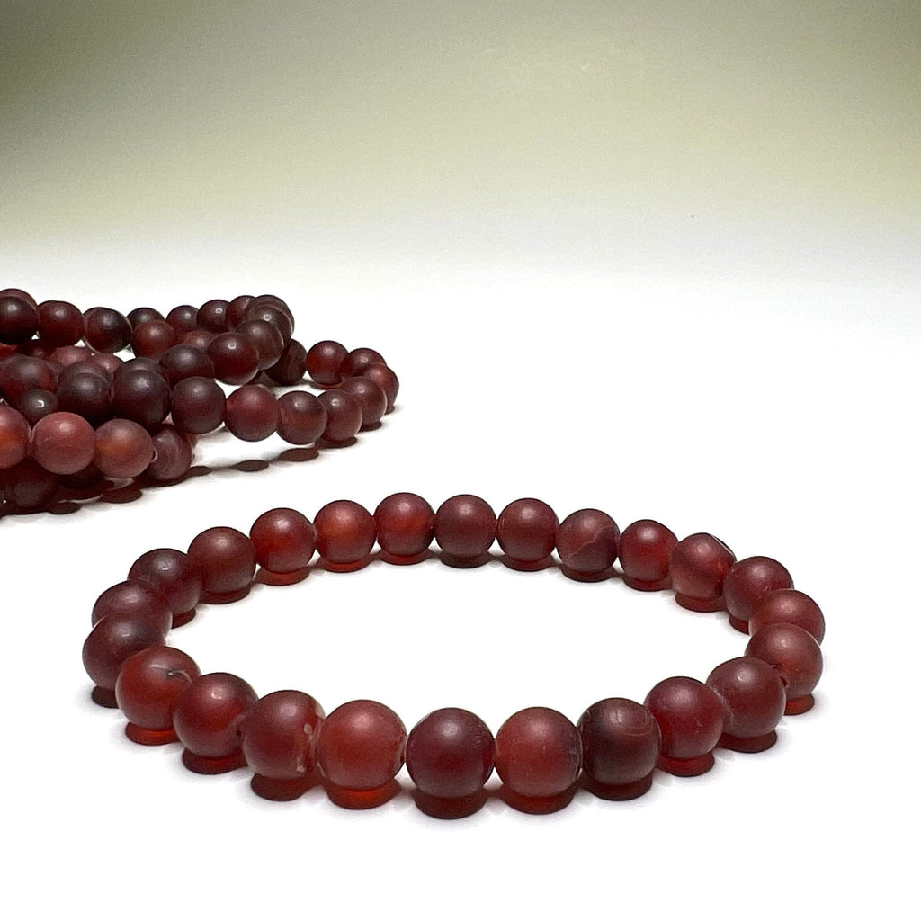 Red Agate Crystal Bracelet, 8mm Matte Bead Gemstone Bracelet