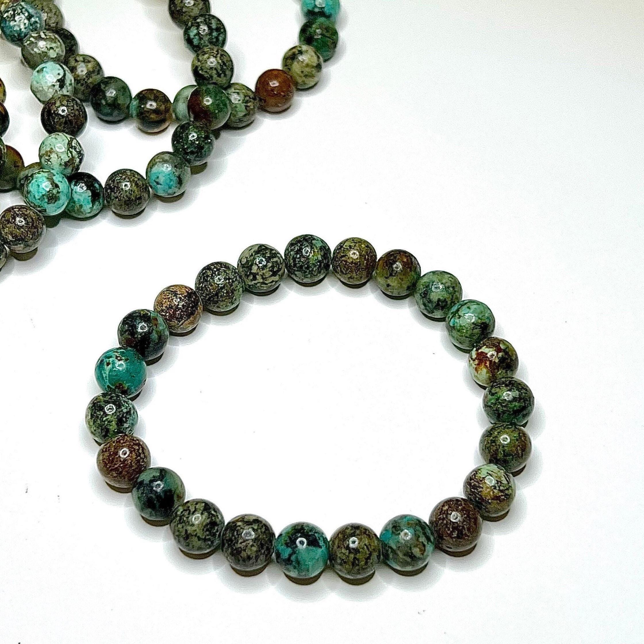 African Turquoise Crystal Bracelet: 8mm Gemstone Beaded Jewelry