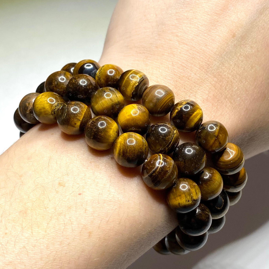 Tigers Eye Crystal Bracelet: Round Gemstone Beaded Bracelet