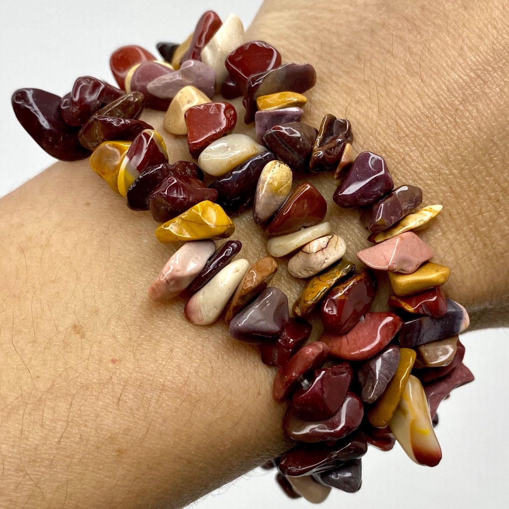 Mookaite Jasper Bracelet: Crystal Chip Gemstone Beaded Bracelet