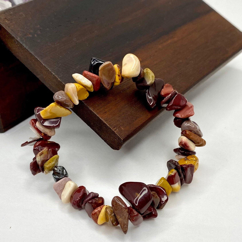 Mookaite Jasper Bracelet: Crystal Chip Gemstone Beaded Bracelet