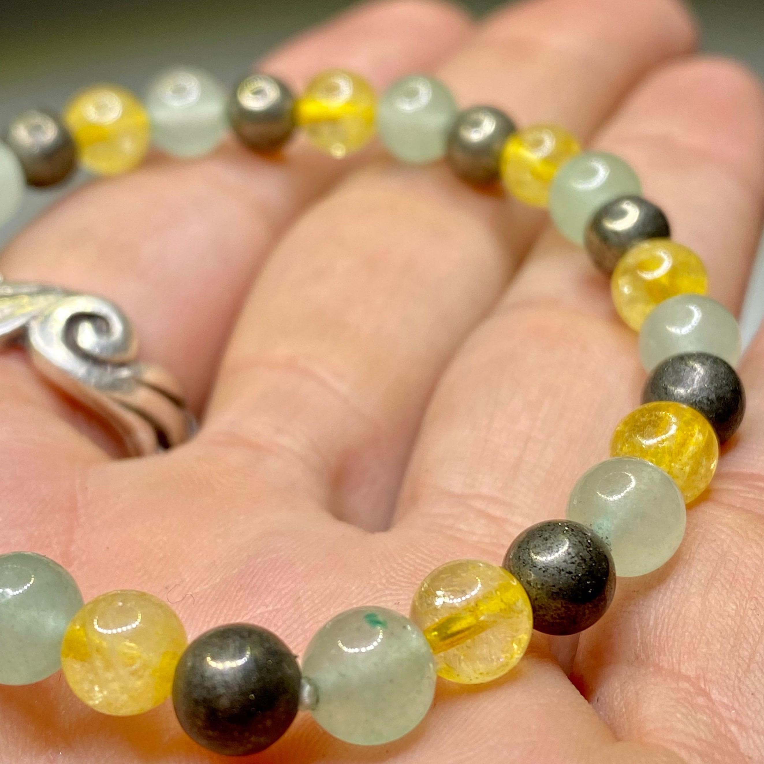 Citrine Pyrite Aventurine Bracelet: Gemstone Beaded Crystal Jewelry
