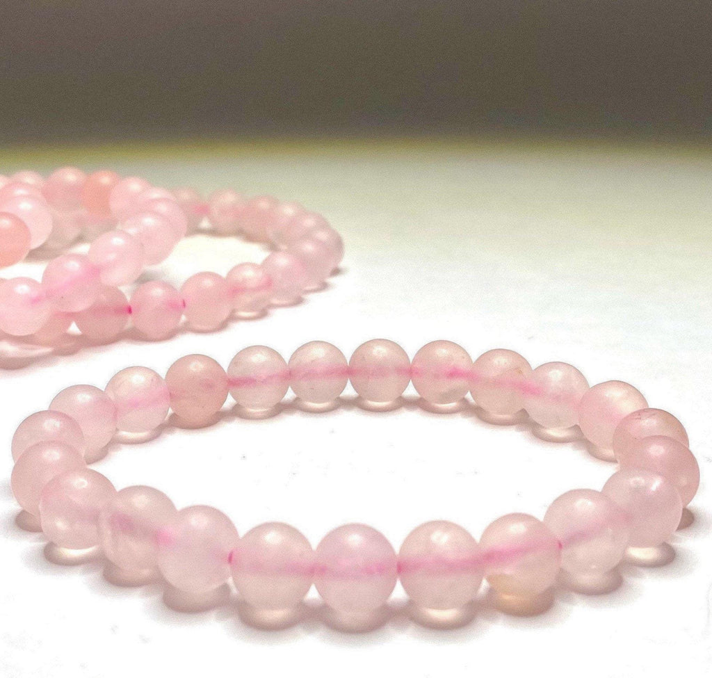 Rose Quartz Bracelet: 8mm Matte Gemstone Beads