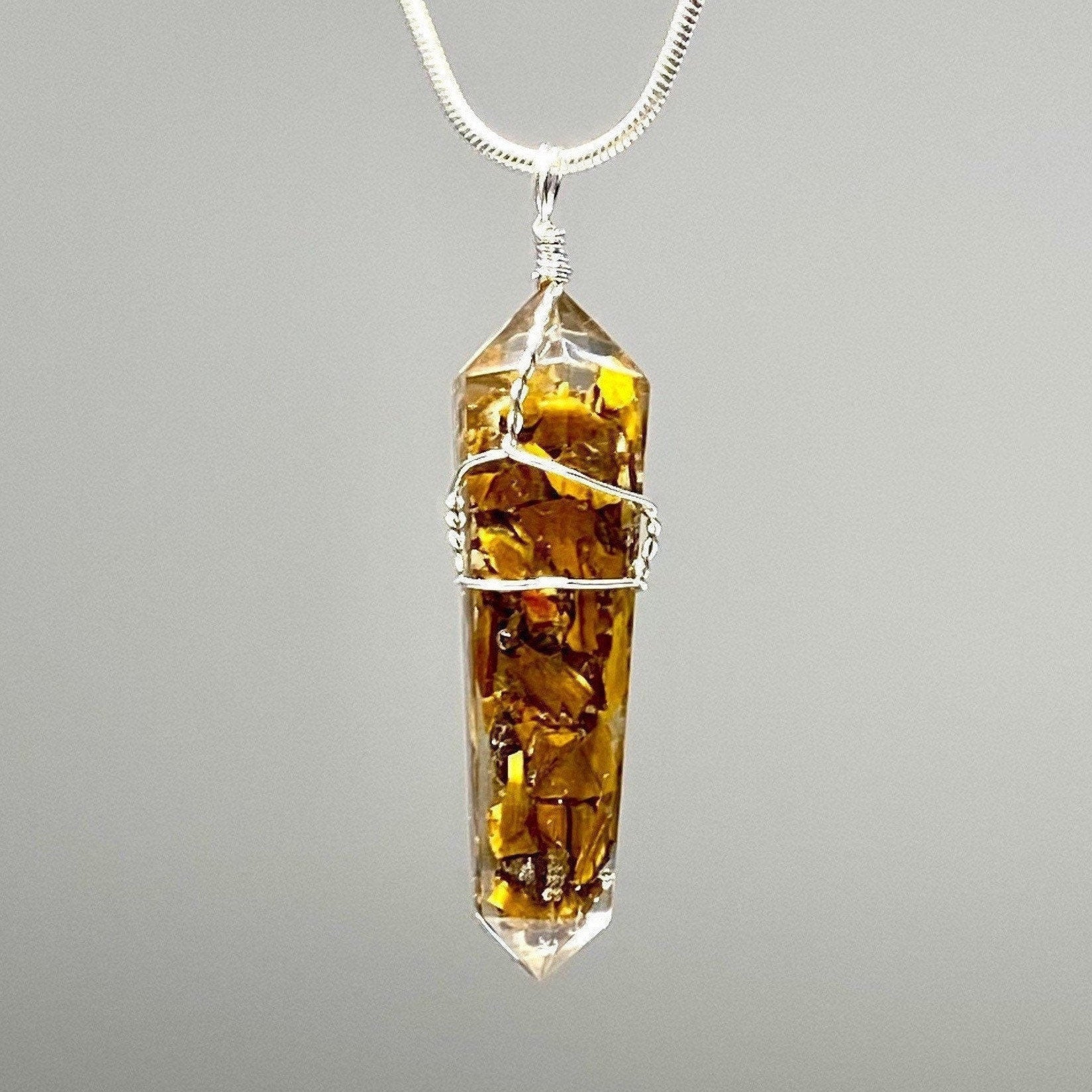 Tigers Eye in Orgonite Pendant Necklace