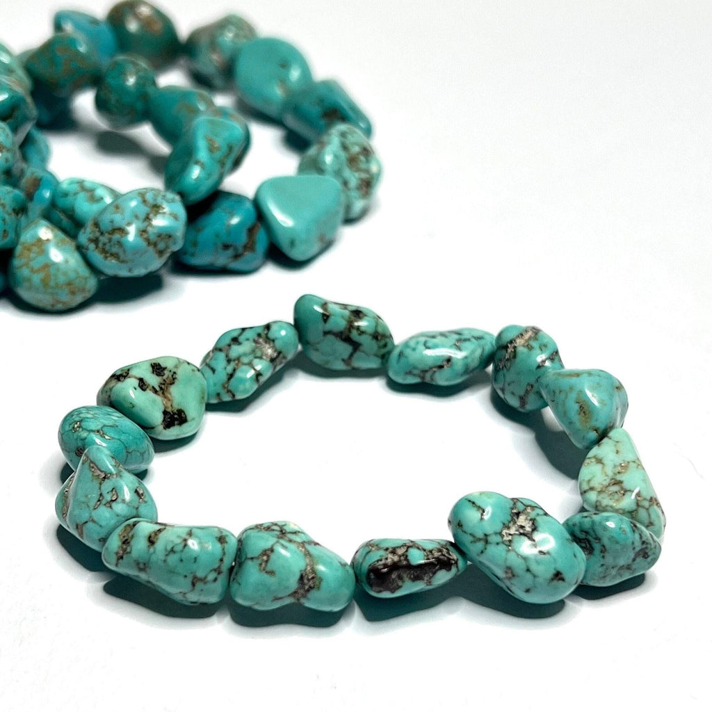 Howlite Turquoise Nugget Bracelet: Gemstone Beaded Stretch Bracelet