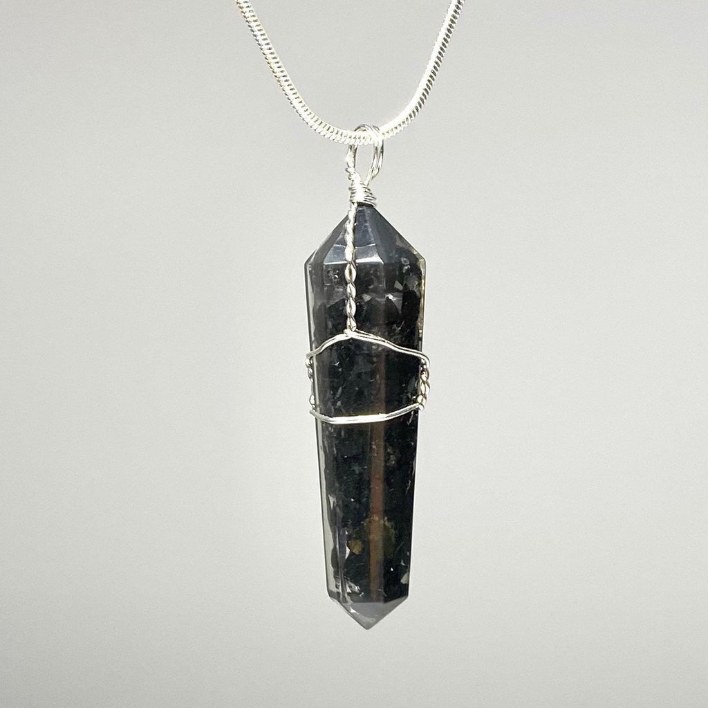 Shungite in Orgonite Wire Wrapped Pendant Necklace