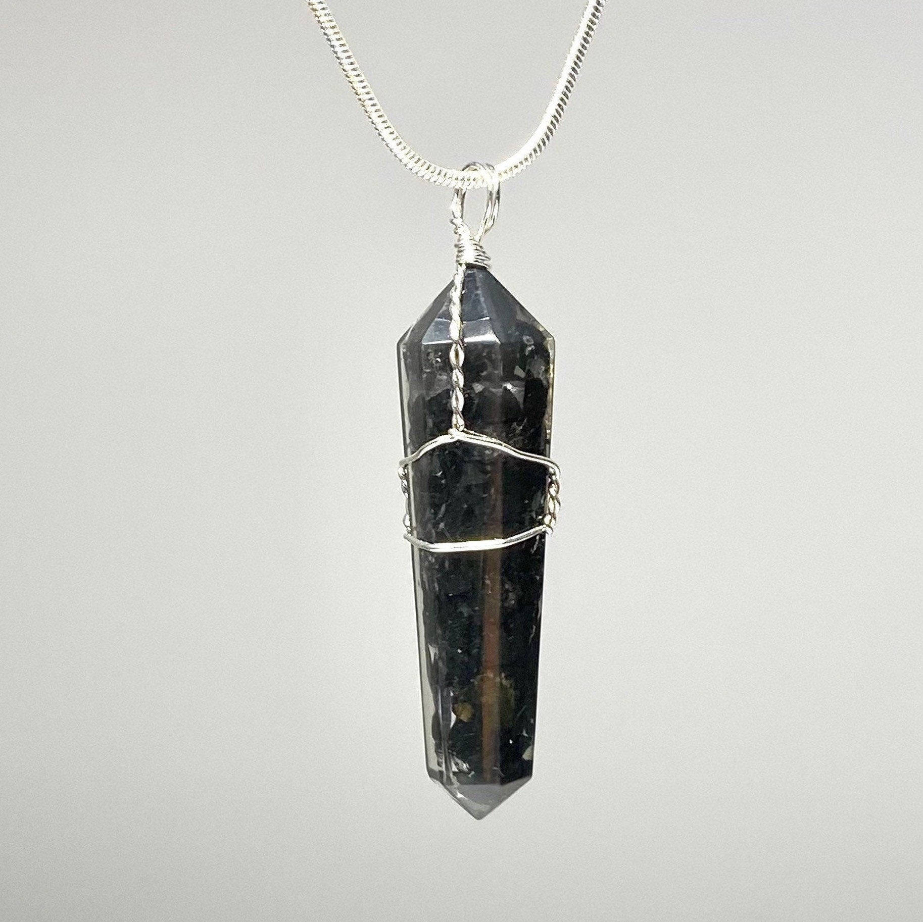Shungite in Orgonite Wire Wrapped Pendant Necklace