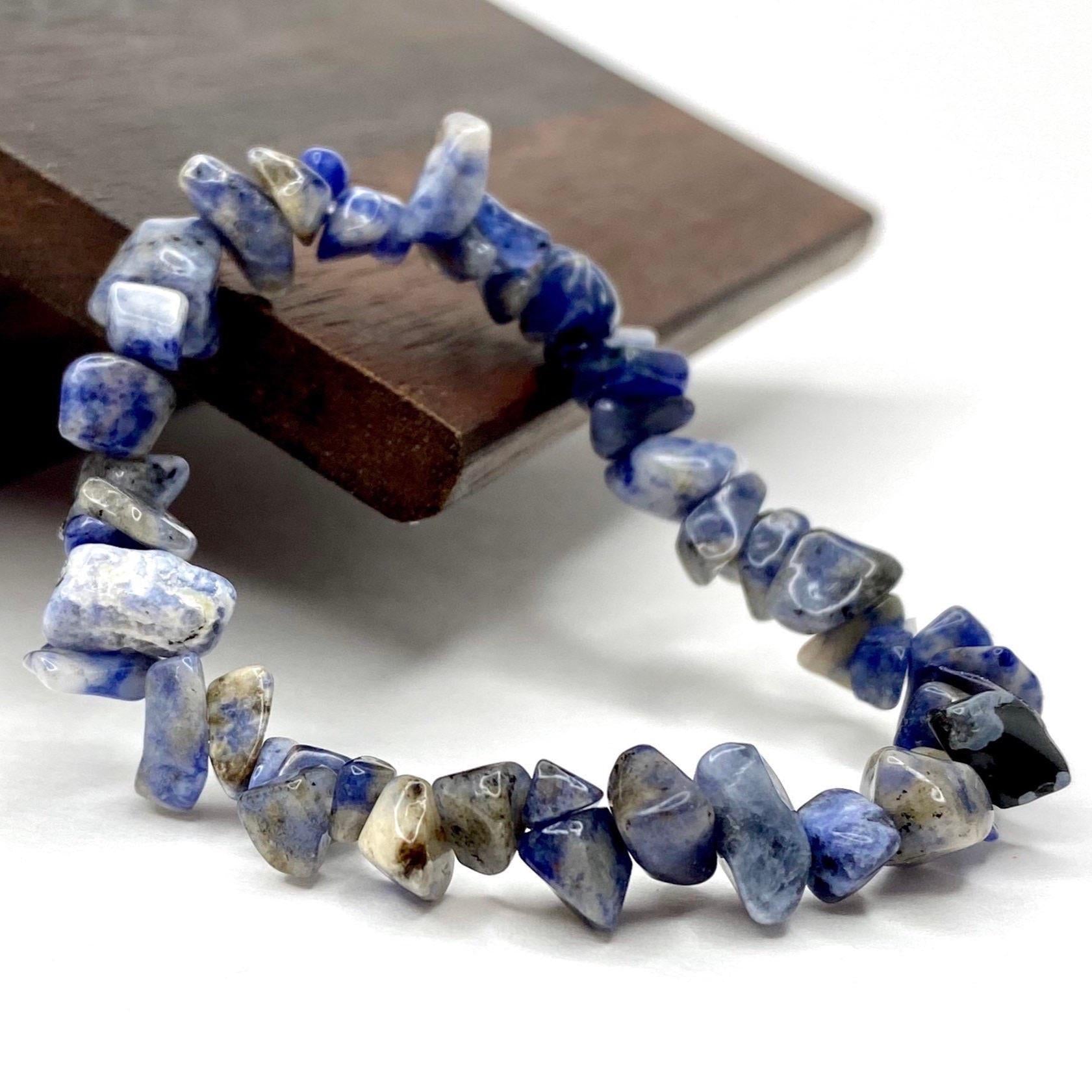 Sodalite Crystal Chips Bracelet: Handmade Gemstone Beaded Bracelet
