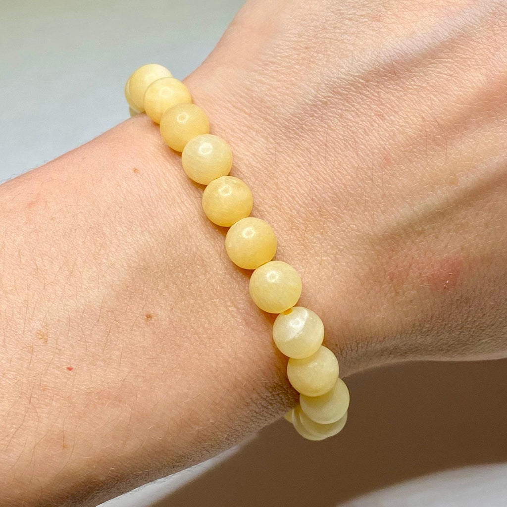 Orange Calcite Crystal Bracelet: Handmade Gemstone Beaded Bracelet