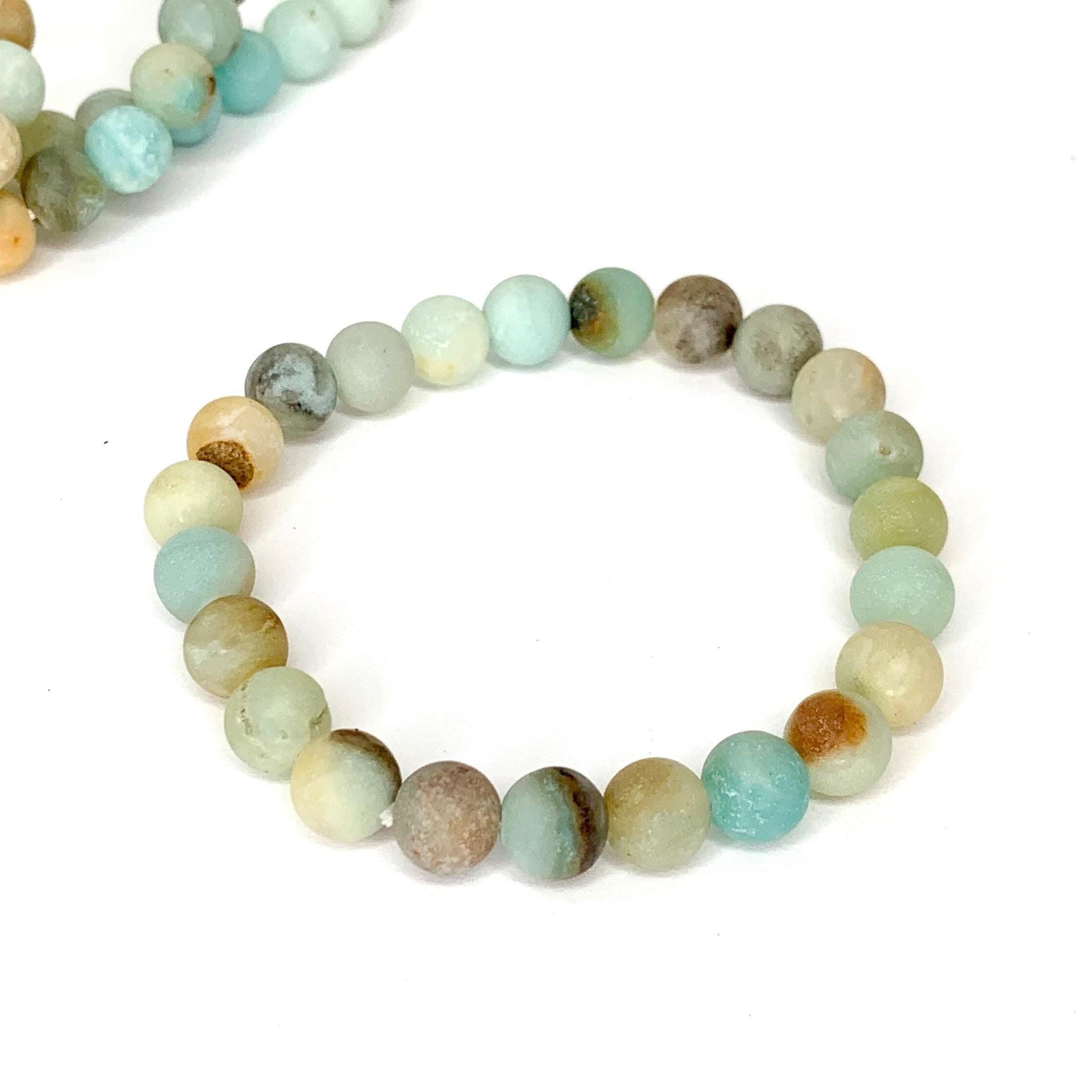 Matte Amazonite Crystal Bracelet: Round Gemstone Beads
