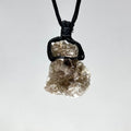 Smoky Quartz Cluster Pendant Necklace: Adjustable Cord