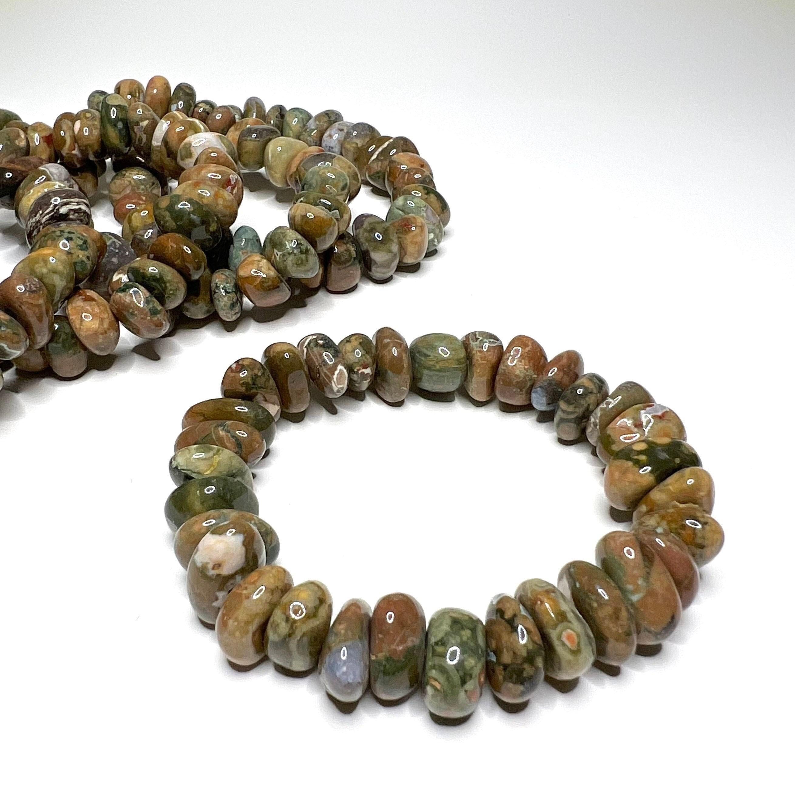 Rhyolite Crystal Beaded Bracelet: Volcanic Gemstone, Calming Energy