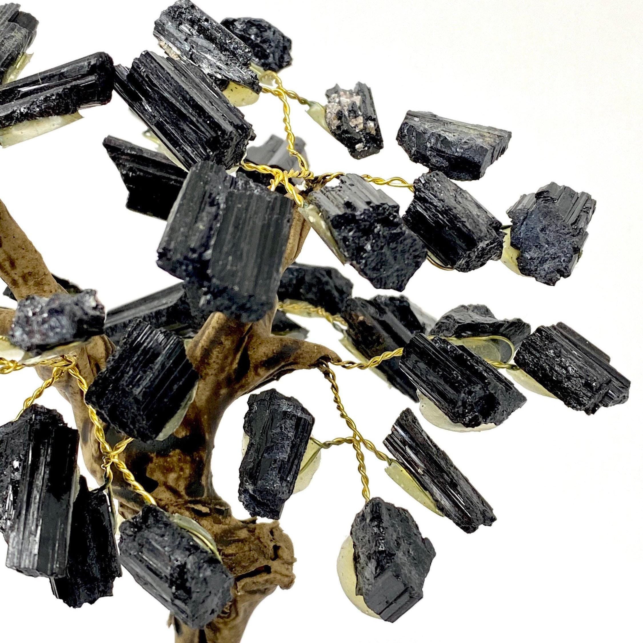 Black Tourmaline Bonsai Tree with Crystal Base: Crystal Healing