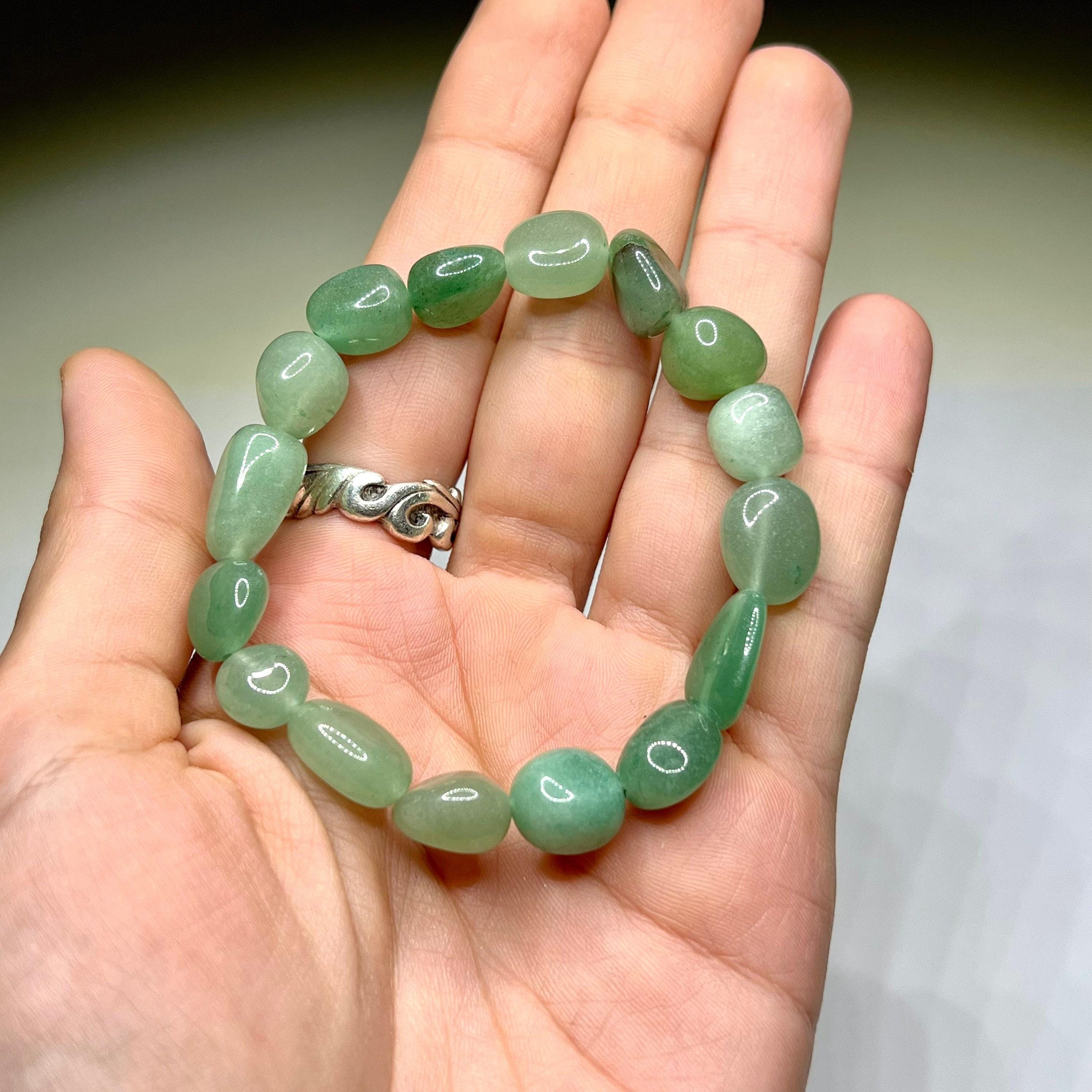 Green Aventurine Tumbled Crystal Bracelet: Gemstone Beaded Stretch Bracelet