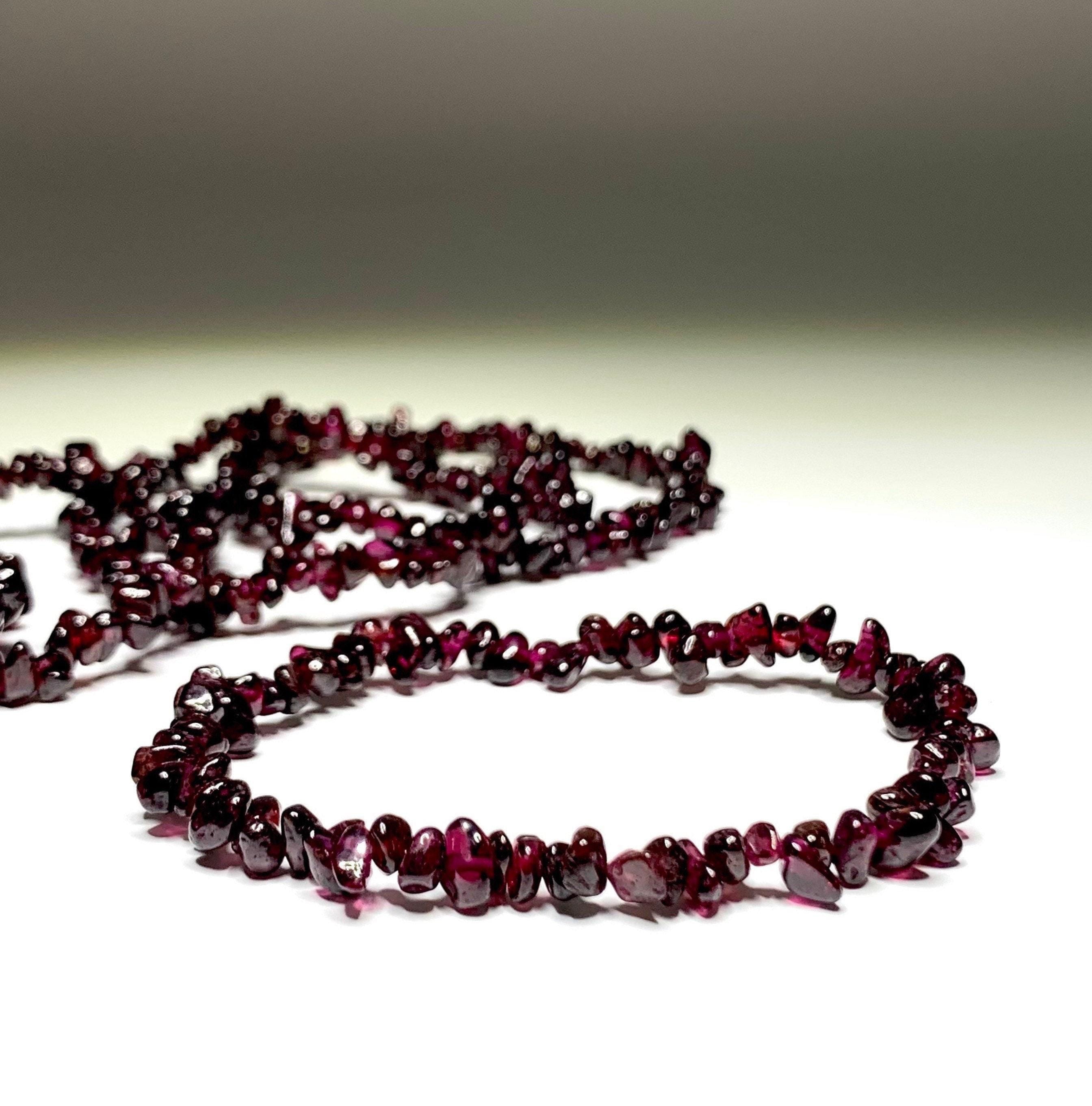 Garnet Crystal Chips Bracelet: Handmade Gemstone Beaded Bracelet