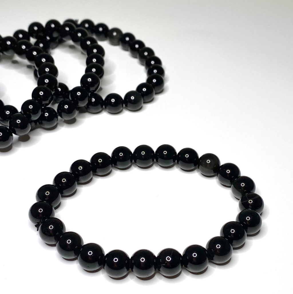 Black Obsidian Crystal Bracelet, Handmade Gemstone Beaded Bracelet