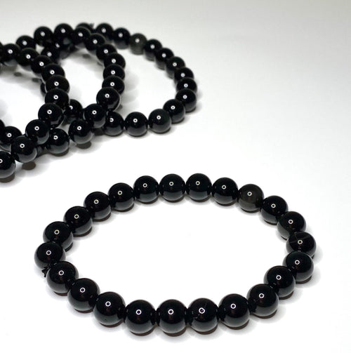 Black Obsidian Crystal Bracelet, Handmade Gemstone Beaded Bracelet