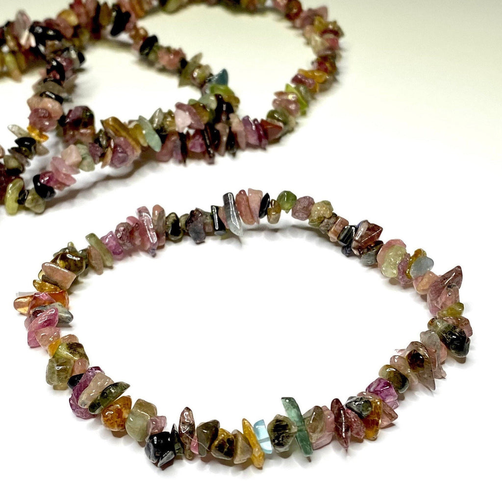 Watermelon Tourmaline Crystal Chips Bracelet