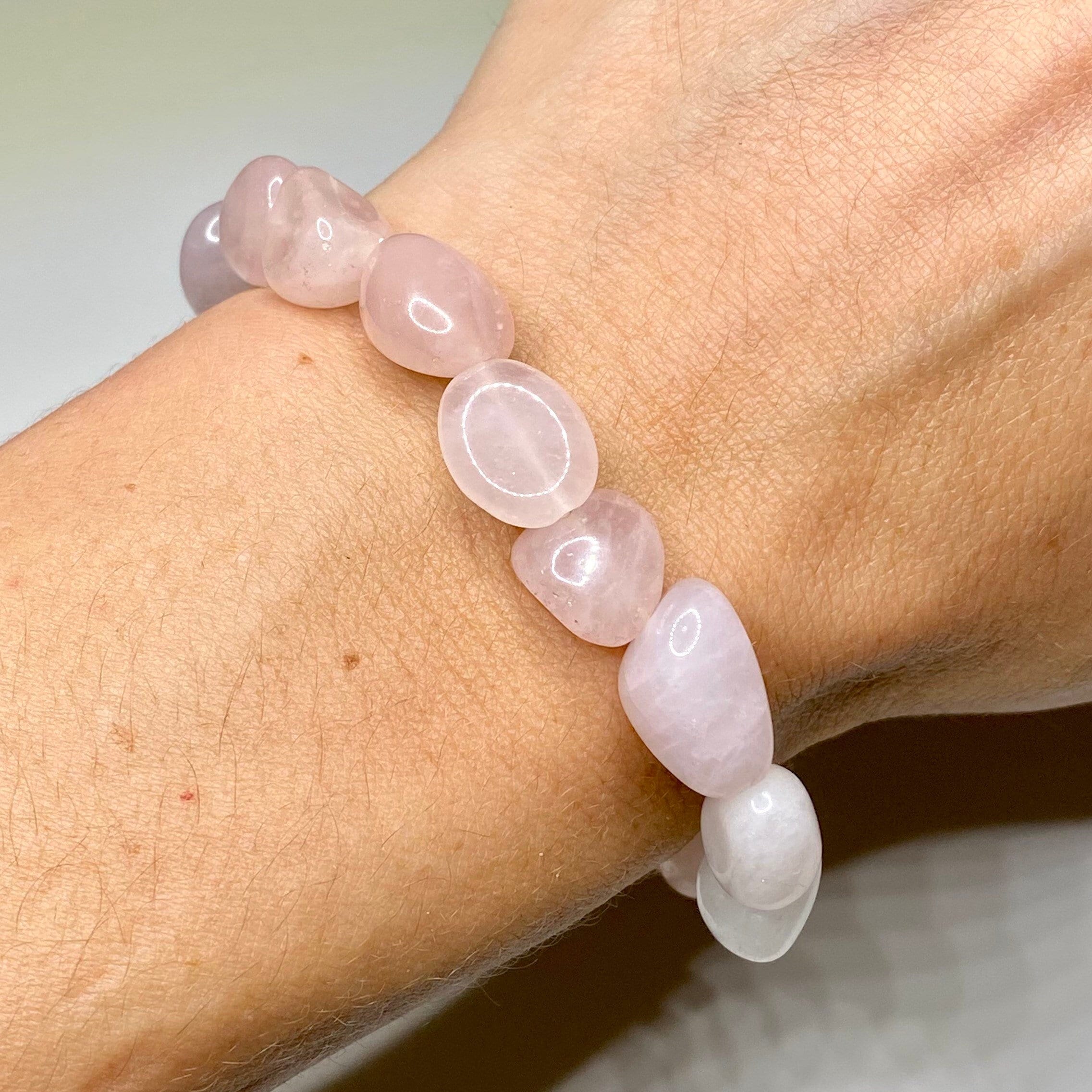 Rose Quartz Tumbled Crystal Beaded Bracelet - Emotional Healing