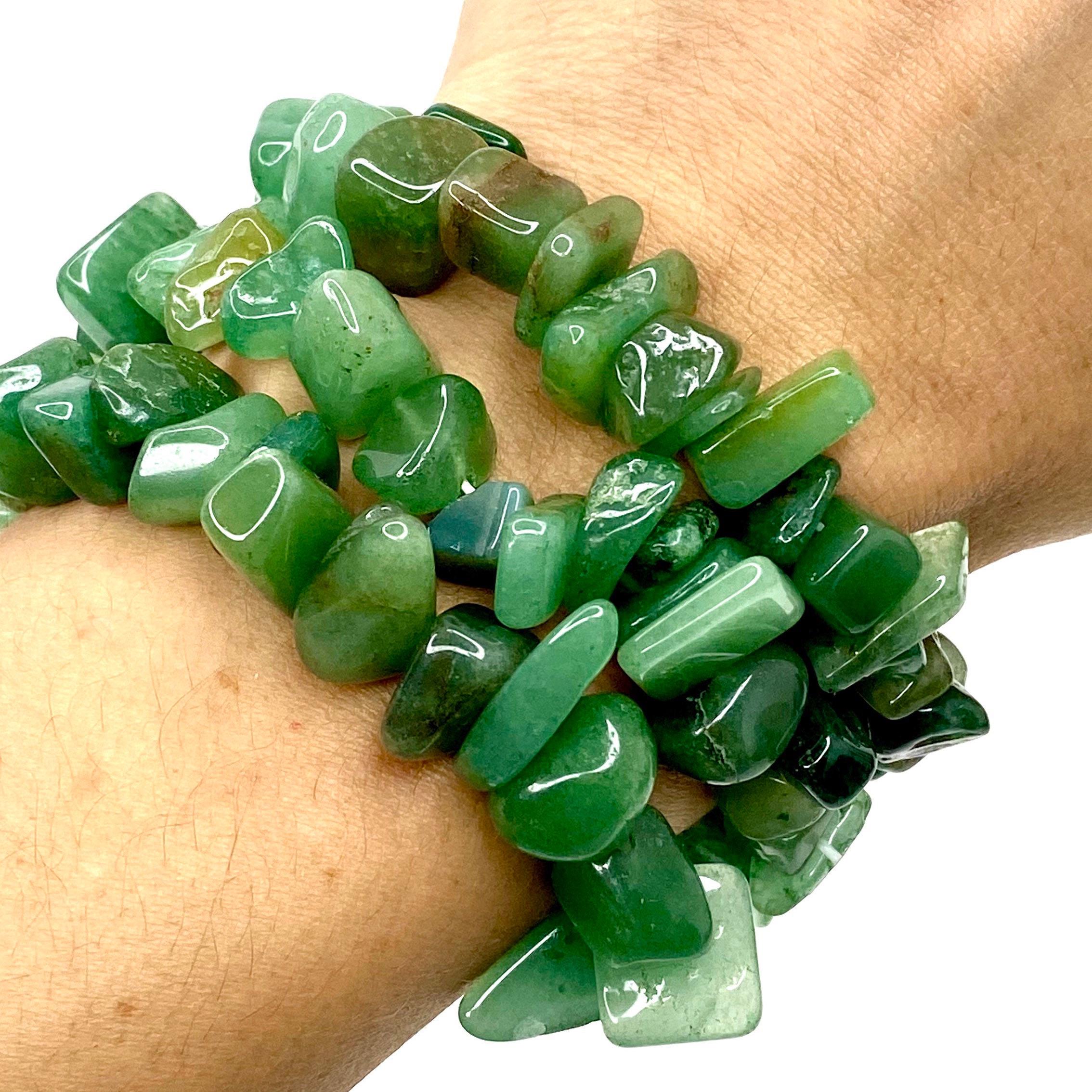 Green Aventurine Crystal Chip Bracelet: Beaded Gemstone Stretch Jewelry