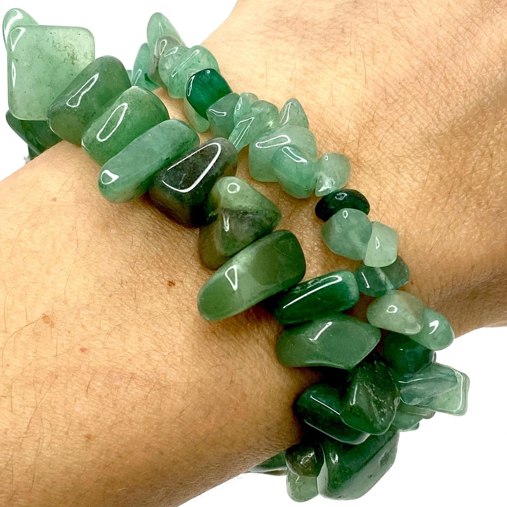 Green Aventurine Crystal Chip Bracelet: Beaded Gemstone Stretch Jewelry