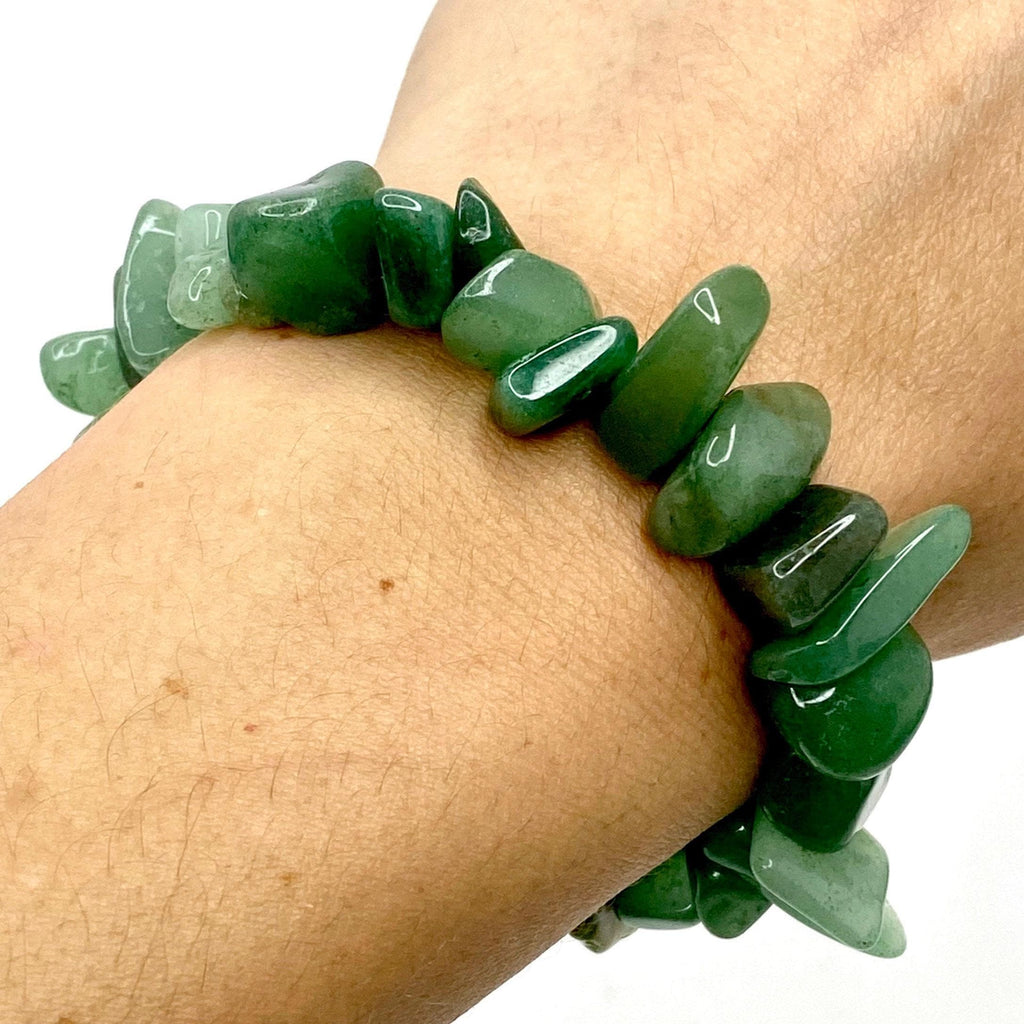 Green Aventurine Crystal Chip Bracelet: Beaded Gemstone Stretch Jewelry