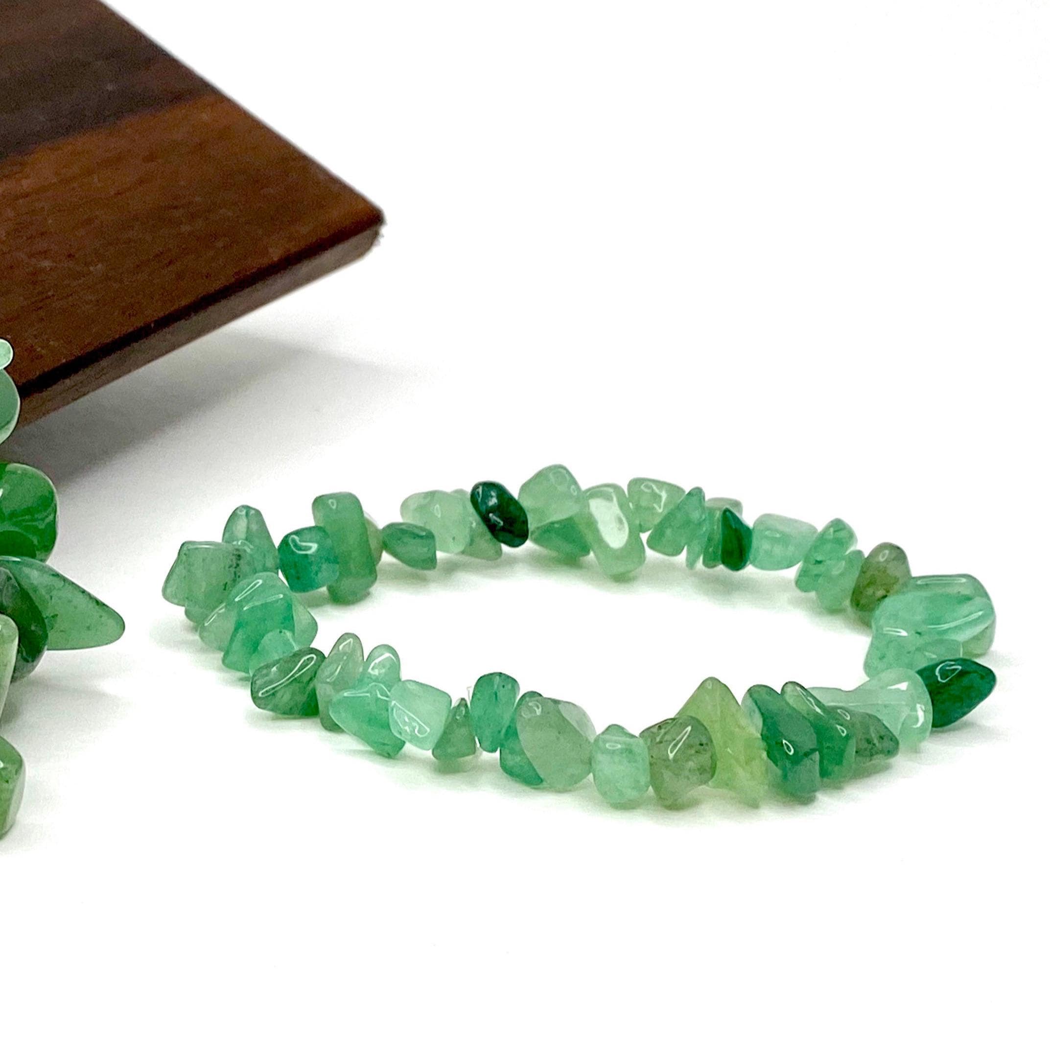 Green Aventurine Crystal Chip Bracelet: Beaded Gemstone Stretch Jewelry