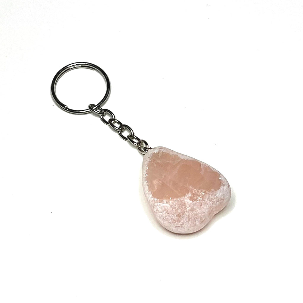 Tumbled Rose Quartz Crystal Keychain