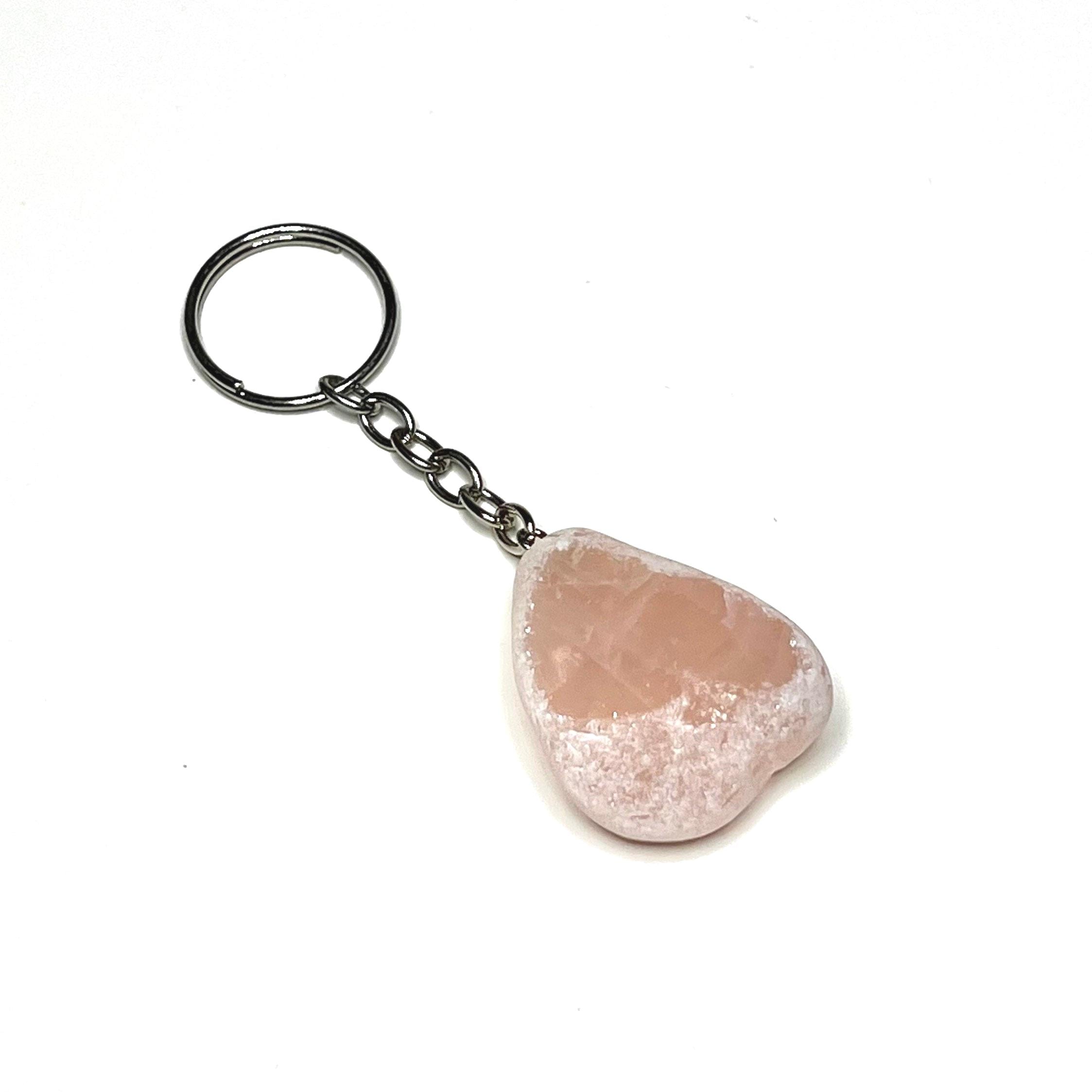 Tumbled Rose Quartz Crystal Keychain