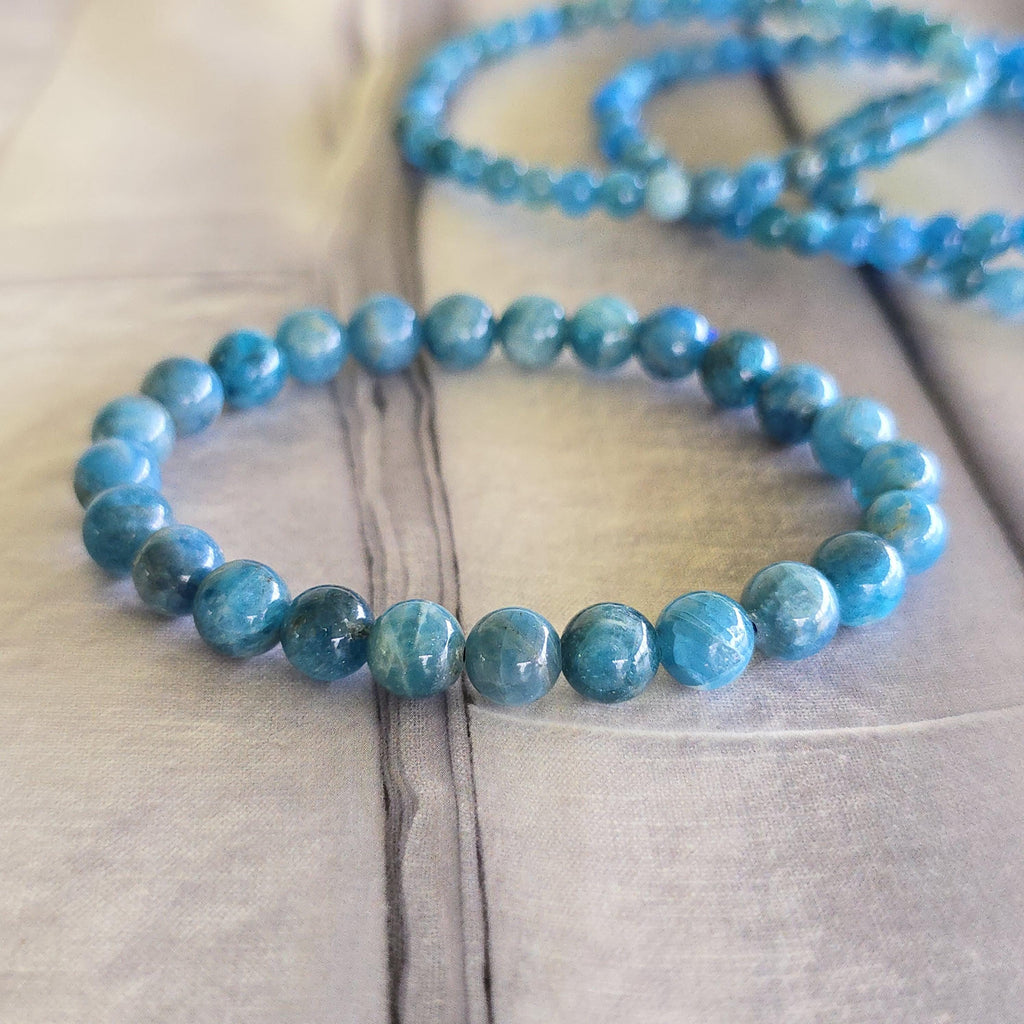 Blue Apatite Crystal Bracelet, 4mm, 6mm Handmade Gemstone Beaded Bracelet