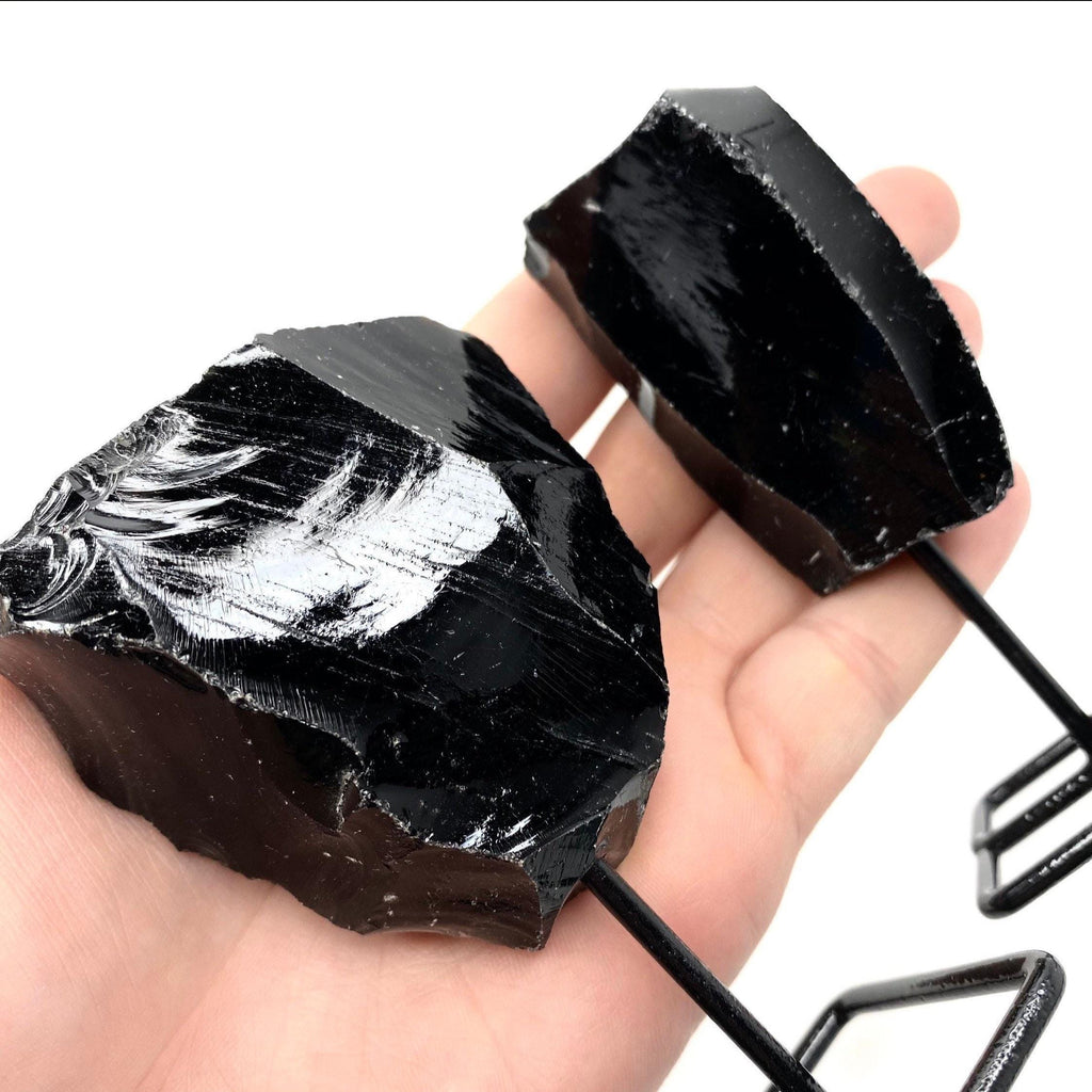 Black Obsidian on Metal Base