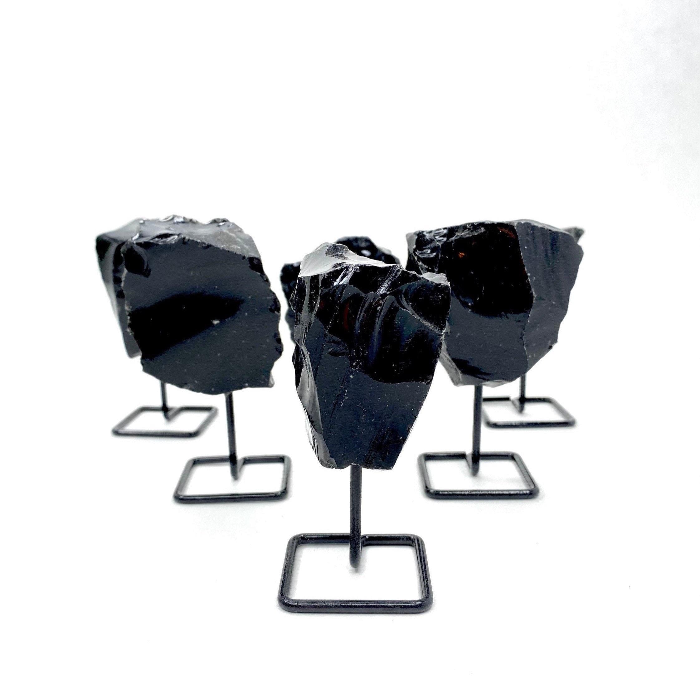 Black Obsidian on Metal Base