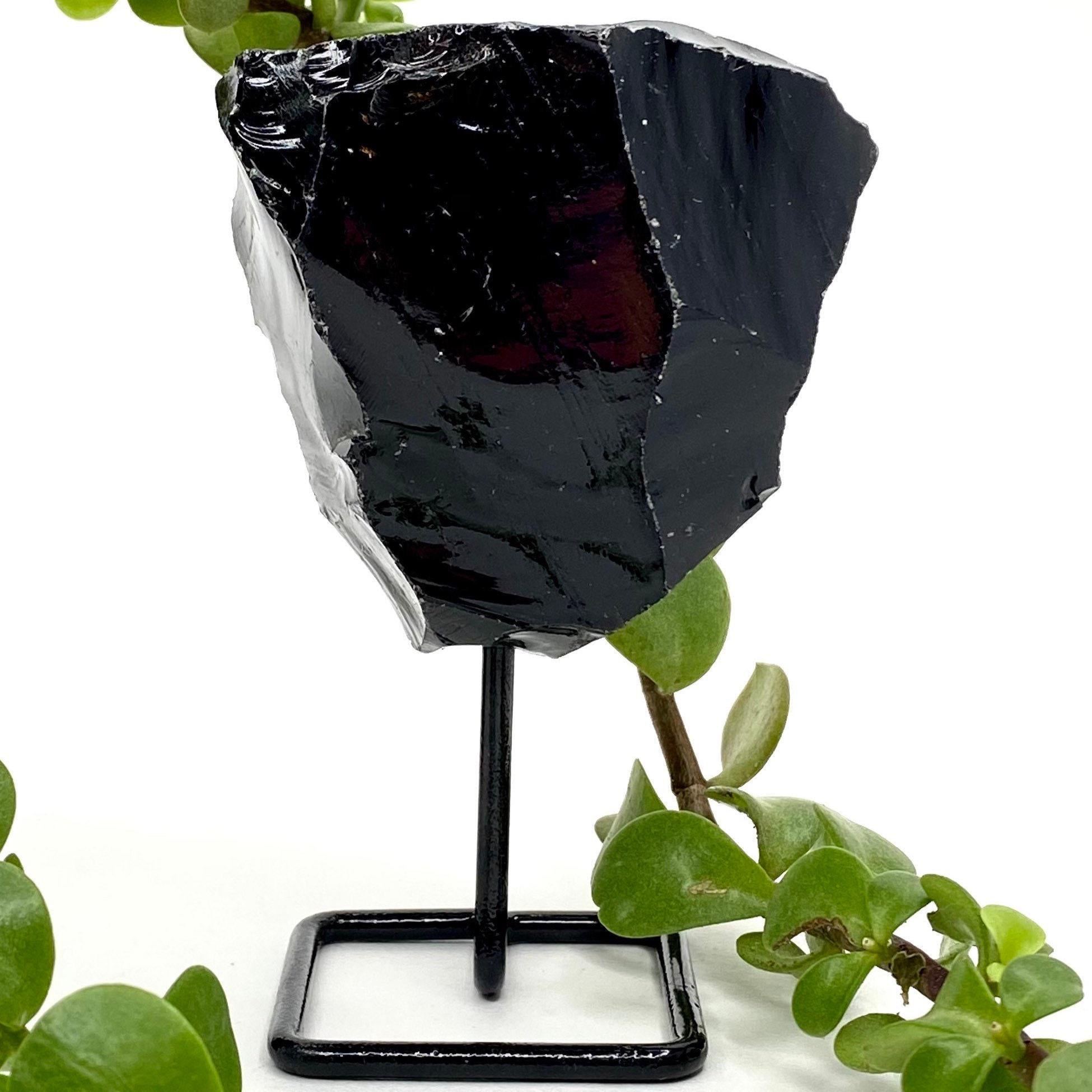Black Obsidian on Metal Base