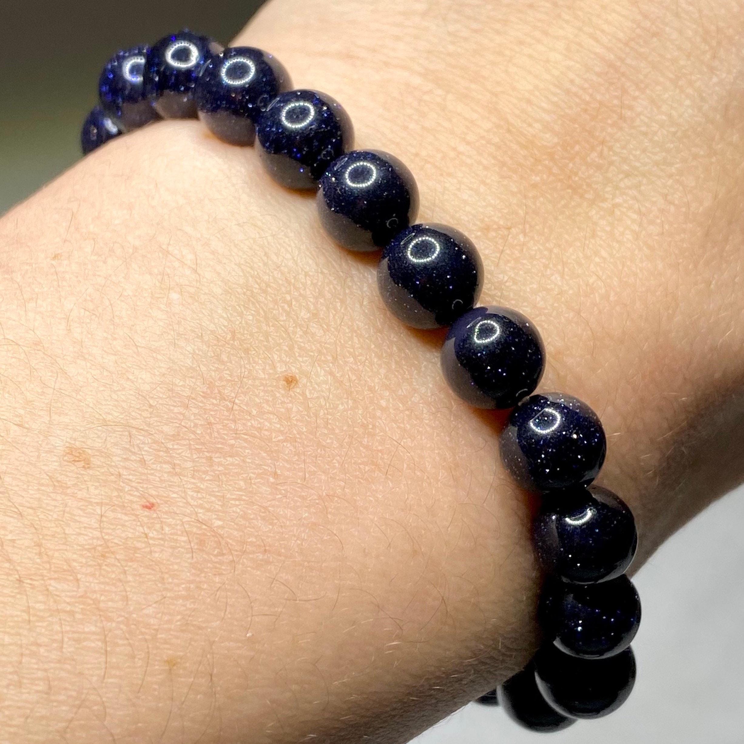 Blue Goldstone Crystal Bracelet: Handmade Gemstone Beaded Bracelet