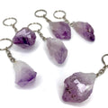 Raw Amethyst Point Crystal Keychain