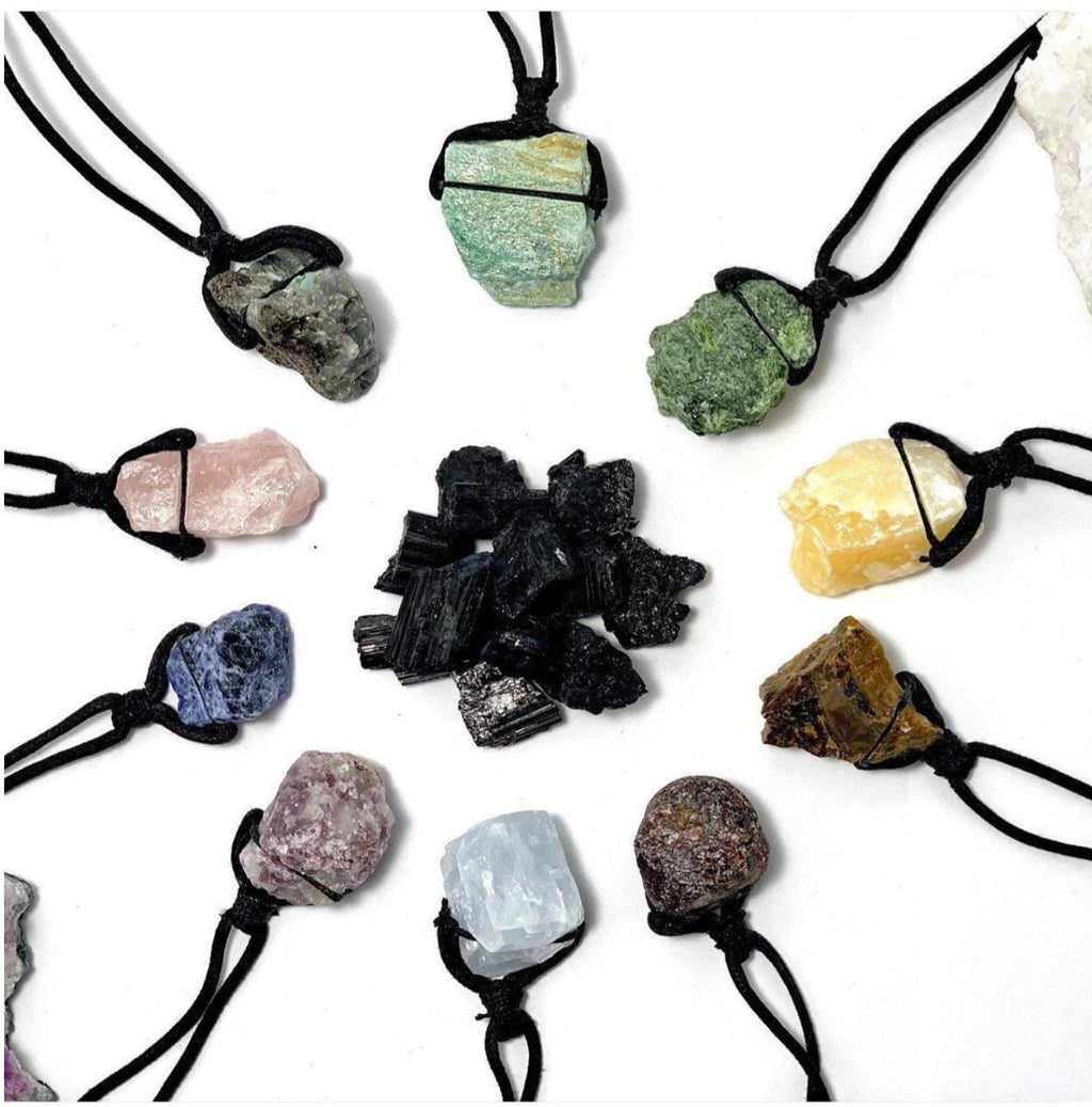 Raw Gemstone Cord Necklace, Choose Your Gemstone!