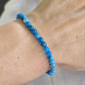 Blue Apatite Crystal Bracelet, 4mm, 6mm Handmade Gemstone Beaded Bracelet