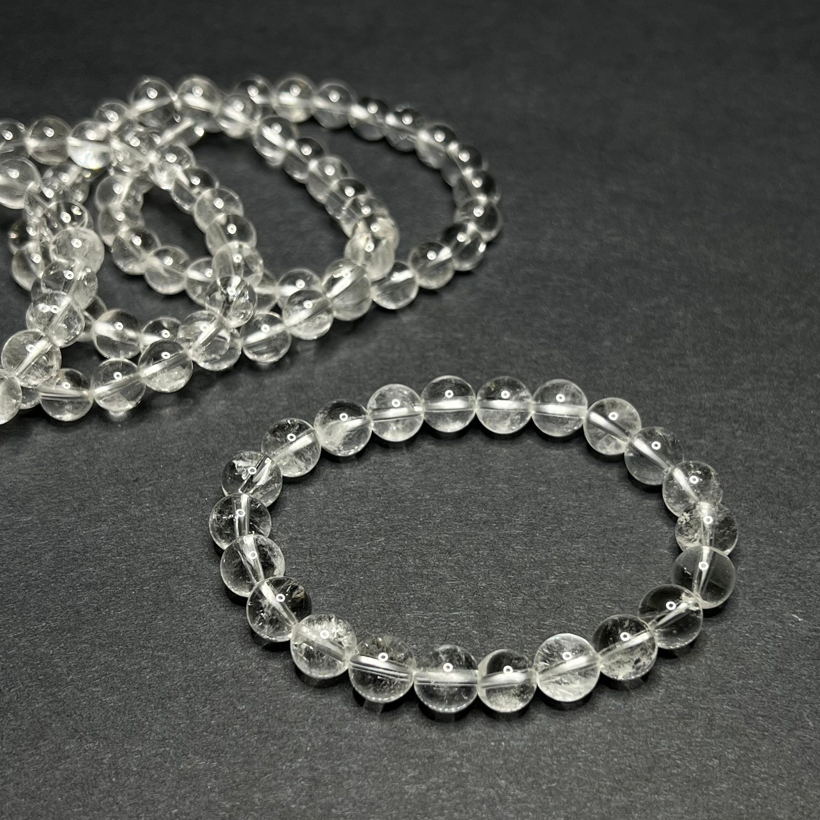 Clear Quartz Crystal Bracelet: Handmade Gemstone Beaded Bracelet